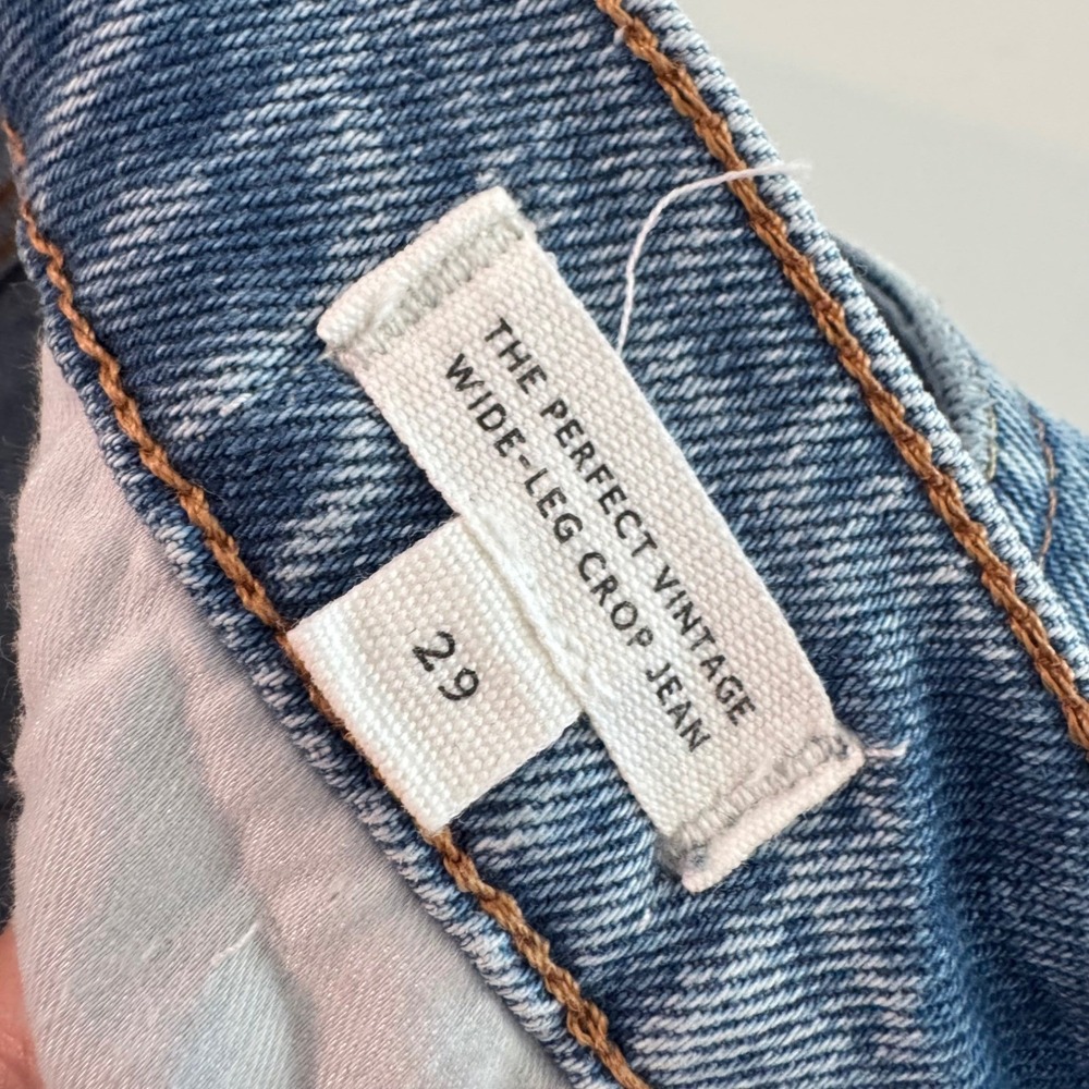 Madewell The Perfect Vintage Wide-Leg Crop Jeans Blue Wash Size 29 - Picture 6 of 11